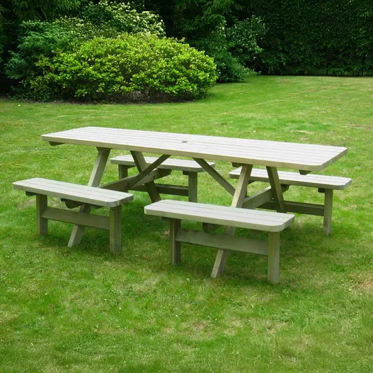 Family picknicktafel 240 cm comfort KING® — houten picknicktafel, 40 mm plankdikte