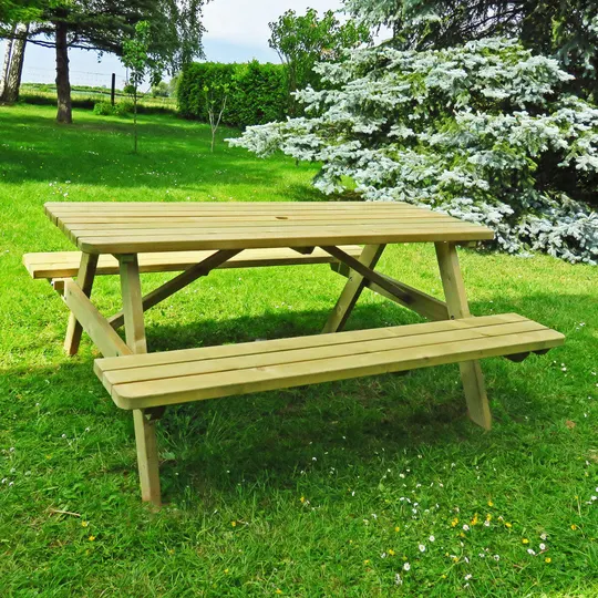 Inklapbare picknicktafel 180 cm ROYAL KING® — houten picknicktafel, 45 mm plankdikte