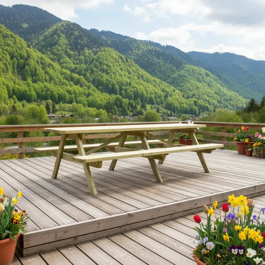 Picknicktafel 300 cm ROYAL KING® — houten picknicktafel, 45 mm plankdikte